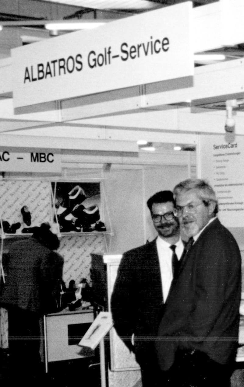 aboutus-Messestand Erster Messestand der Albatros Datenservice GmbH. Auf dem Foto: Volker Schorp und Jürgen Dietrich.