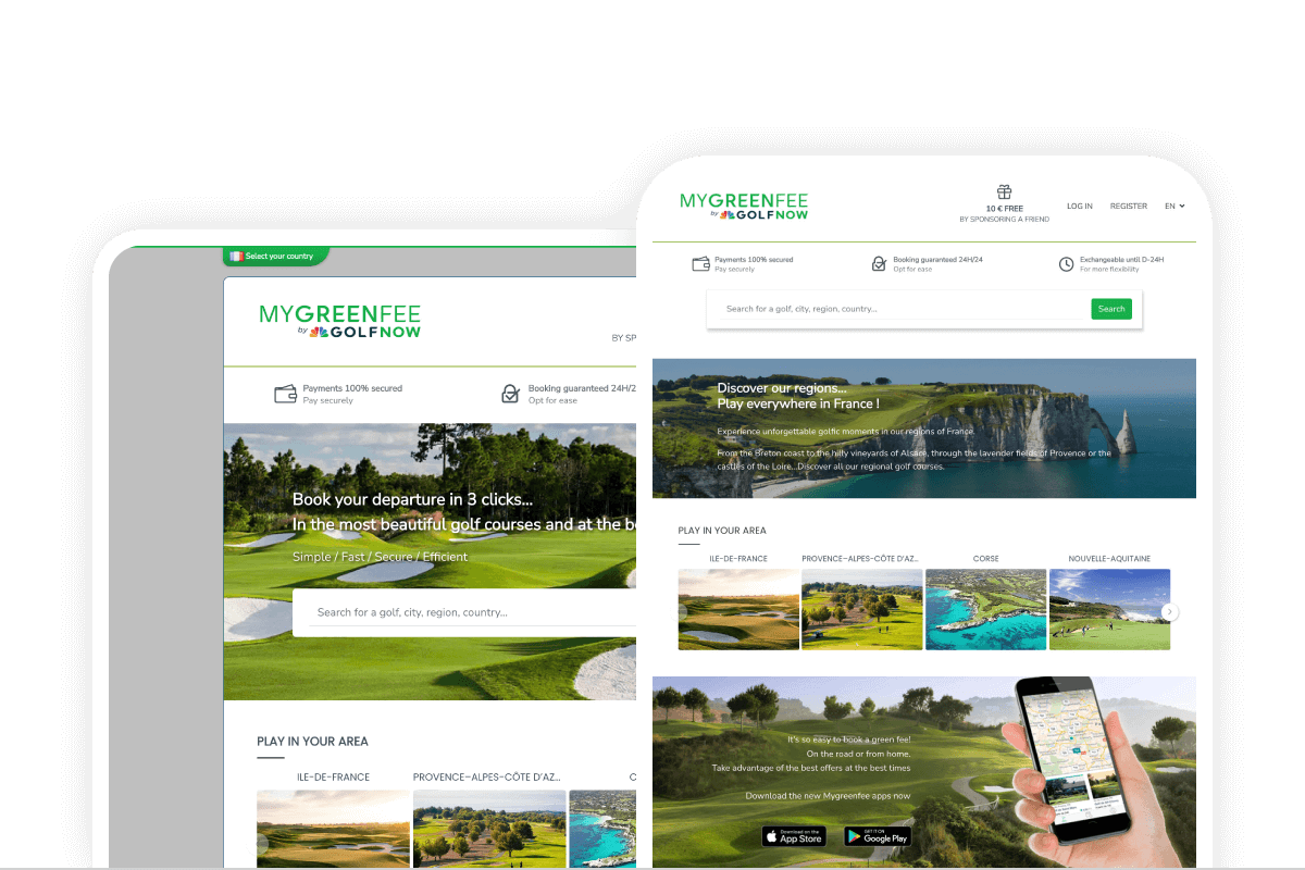 Mygreenfee on desktop and tablet
